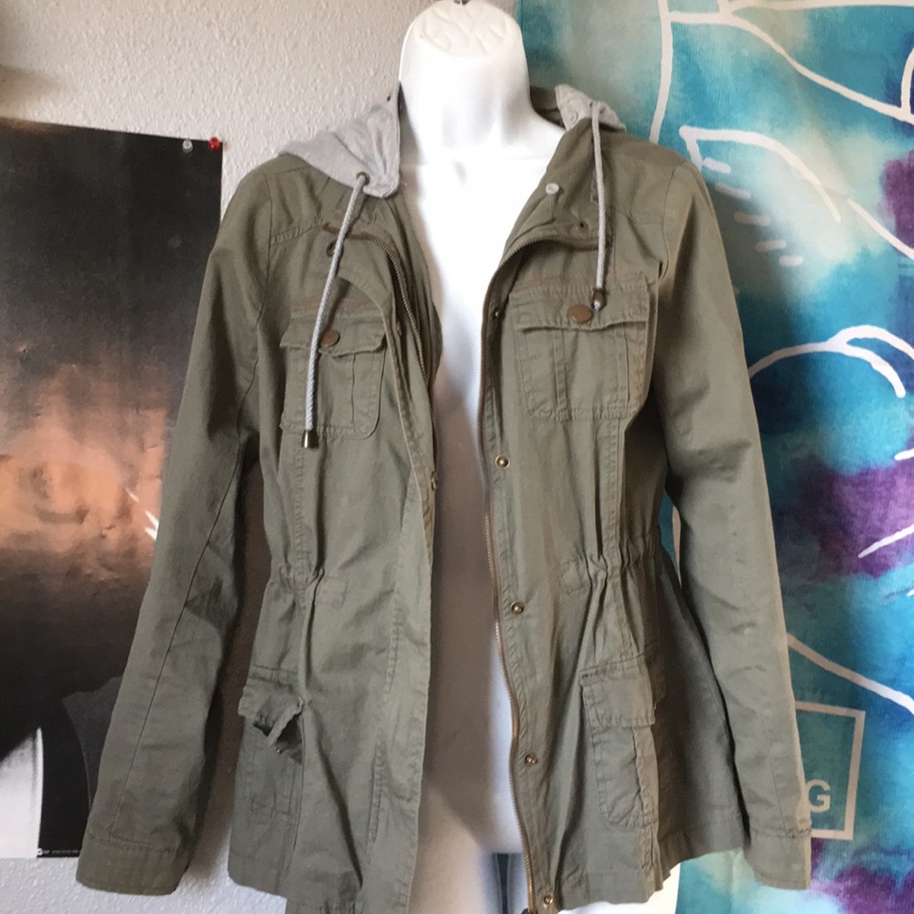 army green zip up jacket